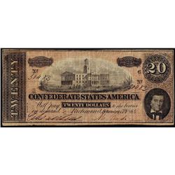 1864 $20 Confederate States of America Note