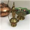 Image 2 : BRASS AND COPPER LOT TEA POT DISH ETC