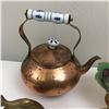 Image 4 : BRASS AND COPPER LOT TEA POT DISH ETC