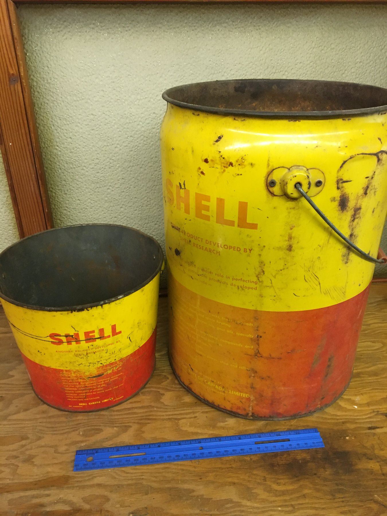 LOT OF 2 SHELL OIL PAILS