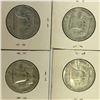 Image 2 : Lot of 4 USA SILVER 50 CENT PIECES 1950 1952 1953 1954