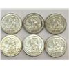 Image 1 : LOT OF 6 1958 BRITISH COLUMBIA CANADA SILVER DOLLARS