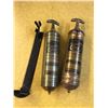 Image 1 : LOT OF 2 VINTAGE PYRENE BRASS FIRE EXTINGUISHER AND ONE HANGER