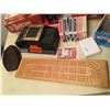 Image 4 : LOT OF BOARD GAMES CARDS SHUFFLER DICE ETC