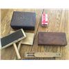 Image 1 : MISC LOT WOOL CARDERS BOODEN BOXES PENCIL BOX