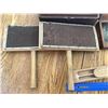 Image 5 : MISC LOT WOOL CARDERS BOODEN BOXES PENCIL BOX