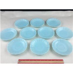 LOT OF 10 VINTAGE PYREX DELPHITE 6" SAUCERS