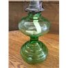Image 10 : GREEN GLASS ANTIQUE COAL OIL LAMP