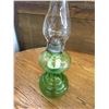 Image 1 : GREEN GLASS ANTIQUE COAL OIL LAMP