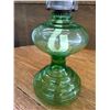 Image 2 : GREEN GLASS ANTIQUE COAL OIL LAMP