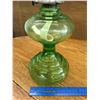 Image 4 : GREEN GLASS ANTIQUE COAL OIL LAMP