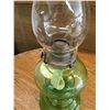 Image 6 : GREEN GLASS ANTIQUE COAL OIL LAMP