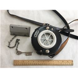 VINTAGE NEWMAN DETEX WATCHMANS CLOCK AND STATION KEY