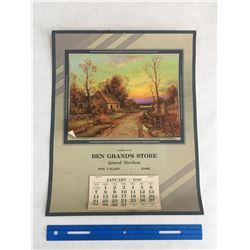 1940 FOX VALLEY SASK ADVERTISING CALENDAR