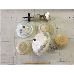LOT OF VINTAGE LIGHT SHADES AND FIXTURES