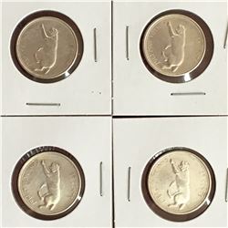 LOT OF 4 1967 CANADA 25 CENT COINS SILVER
