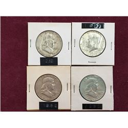 LOT OF 4 USA 50 CENT PIECES SILVER 1959 1967 1962 1960