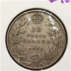 1916 CANADA 50 CENT PICE SILVER
