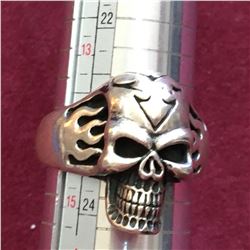 LARGE STERLING SILVER BIKER RING SZE 14