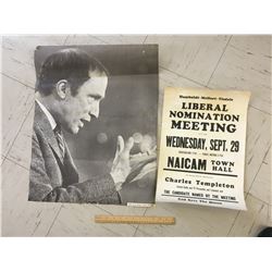 ORIGINAL VINTAGE PIERRE TRUDEAU CAMPAIGN POSTER AND LOCAL LIBERAL POSTER