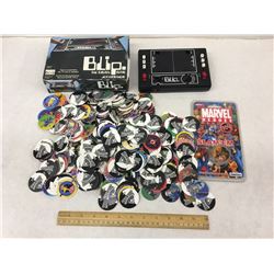 VINTAGE CAPS AND POG MARVEL SLAMMER AND BLIP DIGITAL GAME WITH BOX WORKING