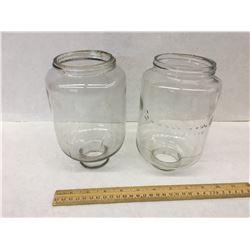 LOT OF 2 ANTIQUE COFFEE GRINDER GLASS GLOBES STEINFELD AND UNNAMED