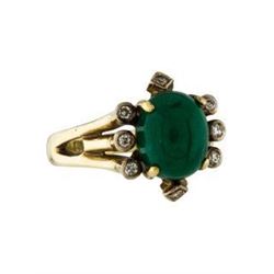Gold /Emerald/Diamond Ring Size 6)