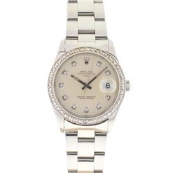 Rolex Stainless Steel Diamond Watch