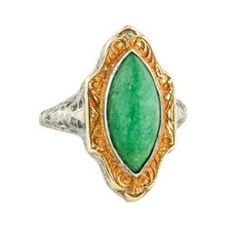 Gold/Emerald Filigree Ring (Size 6)