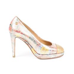 Chanel Floral Brocade CC Platform Pumps SZ 36