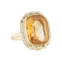 Gold/Citrine/Pearl Ring (Size 5 1/4)