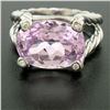 Image 6 : 14k White Gold Twisted Cable 8.5 ctw Oval Kunzite Solitaire Ring 4 Diamond Accen