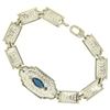 Image 3 : 10k White Gold Filigree Link Bracelet w/ Marquise Sim Sapphire