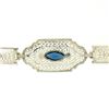 Image 4 : 10k White Gold Filigree Link Bracelet w/ Marquise Sim Sapphire