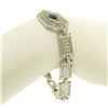 Image 7 : 10k White Gold Filigree Link Bracelet w/ Marquise Sim Sapphire