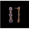 Image 2 : 14KT Rose Gold 5.16 ctw Tanzanite and Diamond Earrings