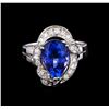 Image 2 : 3.04 ctw Tanzanite and Diamond Ring - 14KT White Gold