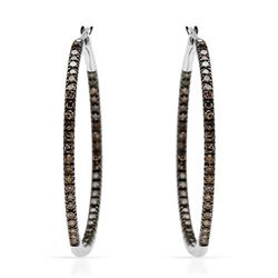 14k White Gold 1.00CTW Brown Diamonds Earrings, (SI1-SI2/Gold)