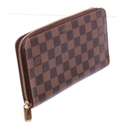 Louis Vuitton Damier Ebene Canvas Leather Zippy Organizer Wallet