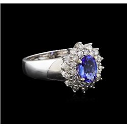 14KT White Gold 0.83 ctw Tanzanite and Diamond Ring