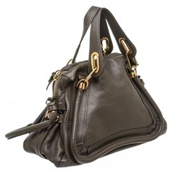 Chloe Brown Leather Paraty Medium Satchel Handbag