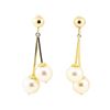 Image 1 : Pearl Double Dangle Earrings - 14KT Yellow Gold