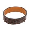 Image 3 : Hermes Brown Leather Crocodile Embossed Bracelet