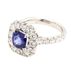 1.62 ctw Sapphire and Diamond Ring - 14KT White Gold