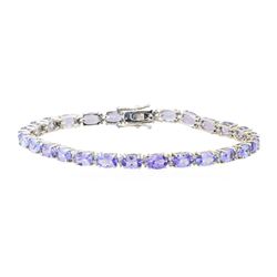 10.92 ctw Tanzanite and Diamond Bracelet - 14KT White Gold