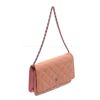 Image 1 : Chanel Peach Quilted Patent Leather Wallet on Chain Bag