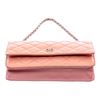 Image 4 : Chanel Peach Quilted Patent Leather Wallet on Chain Bag