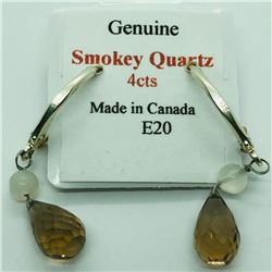 Silver Smokey Quartz(4ct) Earrings, Made in Canada, Suggested Retail Value $100