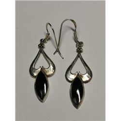 Silver Black Onyx Earrings (~weight 4.51g), Suggested Retail Value $100