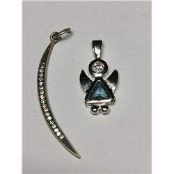 Silver Gemstone Cubic Zirconia Lot Of 2 Pendants (~weight 2.93g), Suggested Retail Value $100
